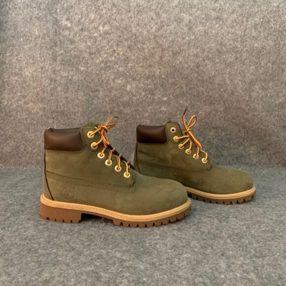 Timberland Green Leather Boys Youth Suede Lace Up Ankle Boots - Picture 6 of 10